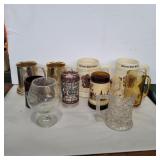 Assorted steins and glasses