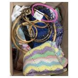 Embroidery hoops, crochet and fabric remnants