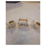 2 pigs and horse planters glazed old pottery