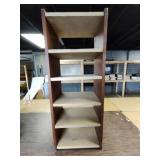 Wooden shelf, about 39'H x 15 1/2'W x 11 1/2'D.