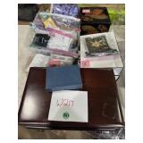 Silver plate, Chanel samples, wooden boxes, bible