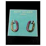 Kurt Geiger London pink Crystal pave oval hoop