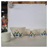 Fire king Tulip nesting bowl set with corning