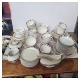 Assorted Johnson bros China pieces cups, serving