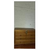 Wooden jewelry box green felt lined drawers