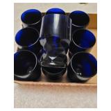 10 cobalt blue glasses very thick and heavy