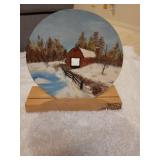 Hand painted plow disk with stand