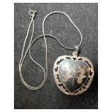 Siam silver 'Nielloware ' heart shape pendant