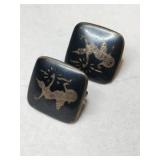 Silver Siam dancer crew back  earrings marked