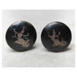 Silver Siam dancer clip earrings marked Sterling.