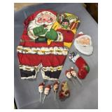 Vintage Christmas, hand-sewn Santa Claus panel