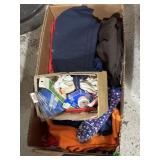 Fabric remnants and sewing supplies glue gun,