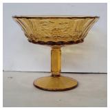 L.g Wright grape pedestal amber glass dish 6in