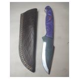 Handmade fixed blade Damascus knife w/ sheath 4 '