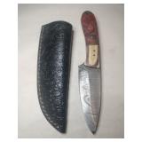 Handmade fixed blade Damascus knife w/ sheath 4 '