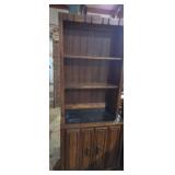 2 piece oak finish hutch with 2 shelves and