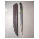 Handmade fixed blade Damascus filet knife w/