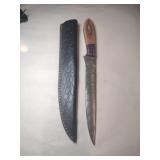 Handmade fixed blade Damascus filet knife w/