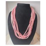 6 strand pink beaded necklace