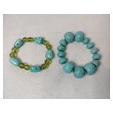 2 turquoise stretchable bracelets