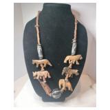 Wooden animal carved necklace