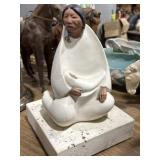 Sculpture on pedestal 'Native American Mother &