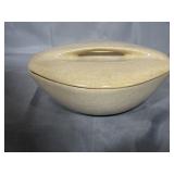 Roseville Raymor covered casserole dish, designed