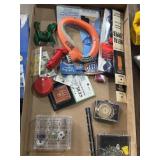 Sewing needles, pins, zippers, buttons, bag