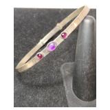 Silver expandable bangle bracelet 3 Stone marked