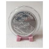 Silver 1999 happy holiday bear .999 fine silver