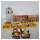 Ball glass jar, Kerr wide and regular lids,