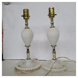 Hobnail white glass lamp