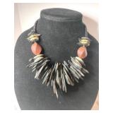 Handmade Ebony / wood statement piece necklace