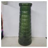 Large green patchwork floor vase 17.5in tall and