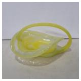 Blow glass yellow dish 8.5in across 5.5in tall