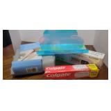Inderbed storage,  Colgate toothpaste, shelf,
