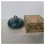 Lefton covered candy dish with box 4.5in tall 5