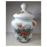 Norleans Art glass frosted hand painted lidded