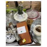 Galvanized tub, various glass pieces, other