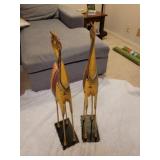 Pair of metal painted camels 32in hieght
