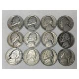 12 nickels 1940s-1960s