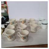 13 corning ware cups and 2 fire king cups
