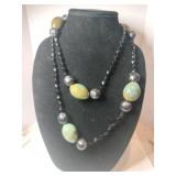 Black beaded Stone chunky necklace