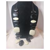 Black and white chunky Stone necklace