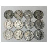 12  nickels 1940s-1960s
