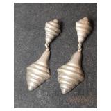 Silver dangle post earrings marked 925 Mexico.