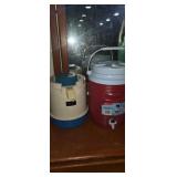 Rubber maid 2gal water cooler , and Aladdin pump