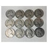 12 nickels 1940s-1960s