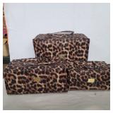 3 new leopard travel toiletries and makeup bags