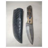 Handmade fixed blade Damascus knife w/ sheath 4 '